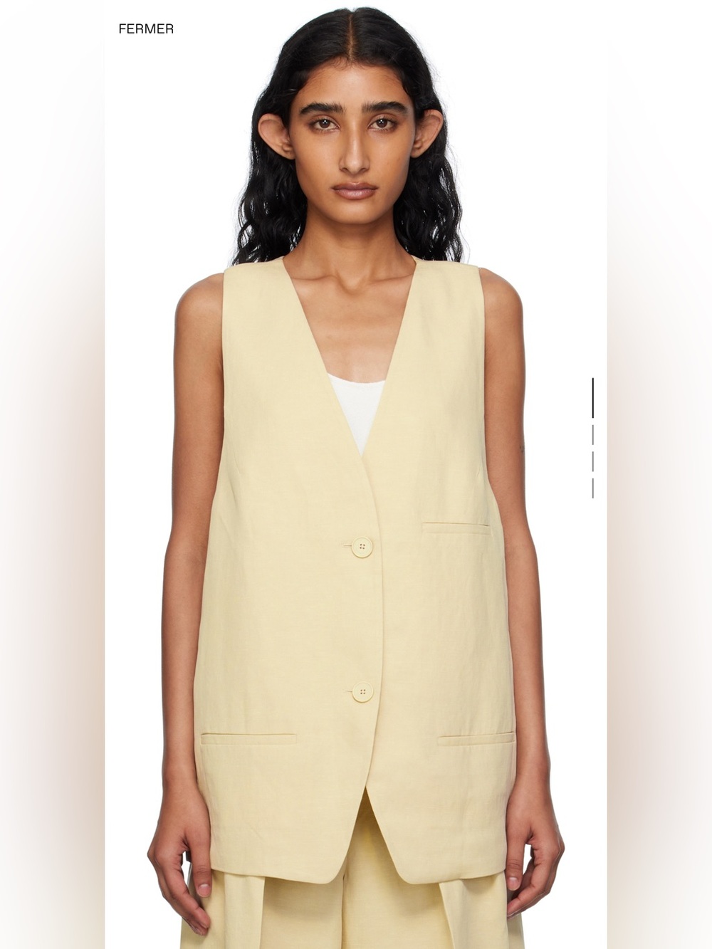 Frankie Shop Pale Yellow Sleeveless V-Neck Vest
